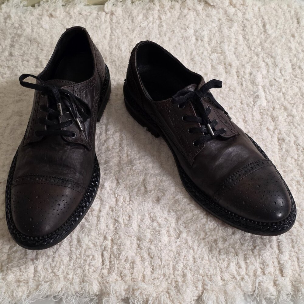 AllSaints Trait Brogue Mens Dress Shoes US 10 / 43 Brown Oxford Rugged Leather